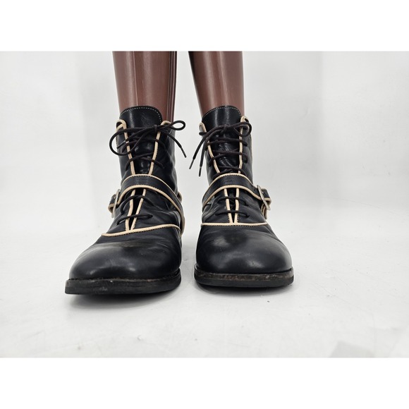 JOHN FLUEVOG "IN THE MONEY" BLACK BOOTS BOOTEES WITH BUCKLES STRAPS Size 7 - Picture 3 of 16